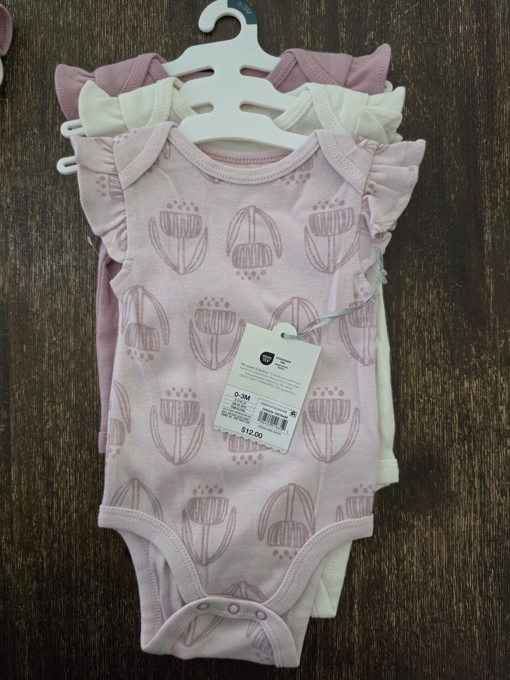 Cloud Island 3 Pack Ruffle-Sleeve One-Piece Bodysuit for Baby